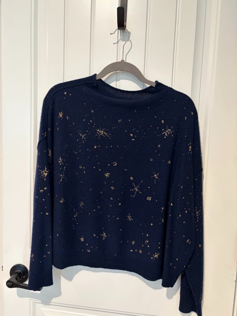 Pilcro Anthropologie Navy Cashmere Gold Foil Sweater Size S
